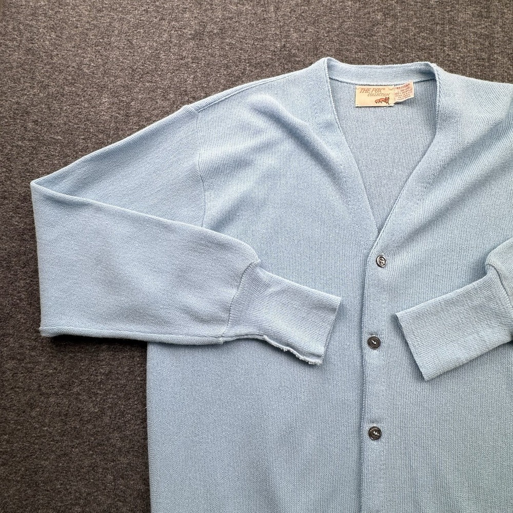 Vintage The Fox Collection Sweater Men's Large Blue Cardigan Grunge‎ Grandpa